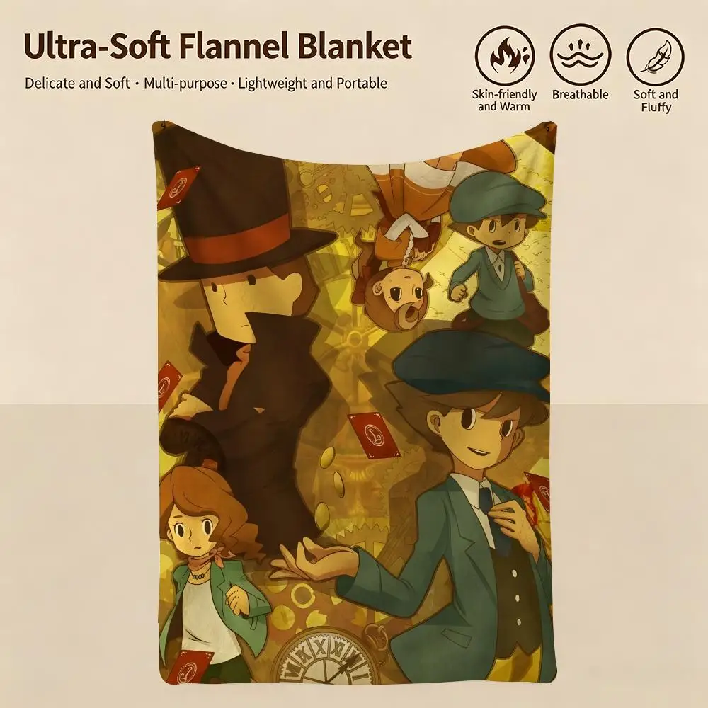 game P-Professor Layton-n Throw Warm Soft Flannel Blanket, Multi-use for Sofa Bed Camping Travel Nap