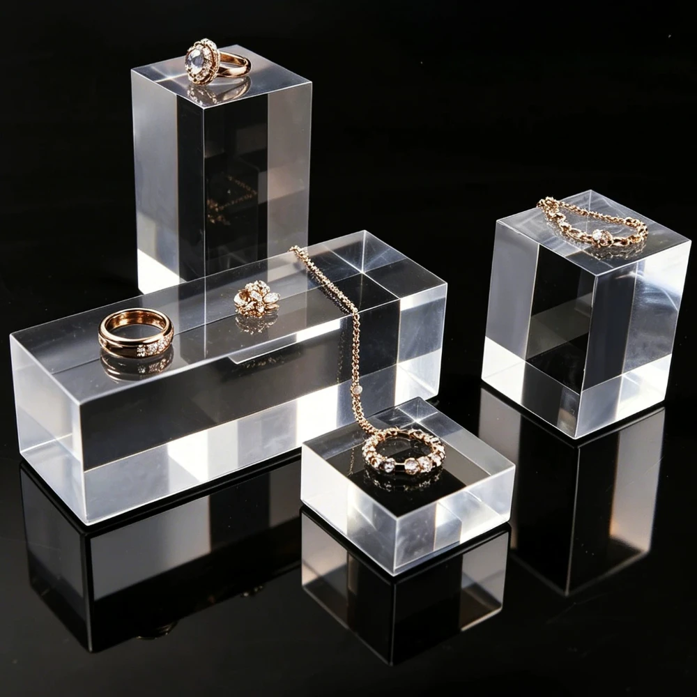 Transparent square column acrylic square display shelf for jewelry cosmetics square base DIY decorative ornaments figurine shel