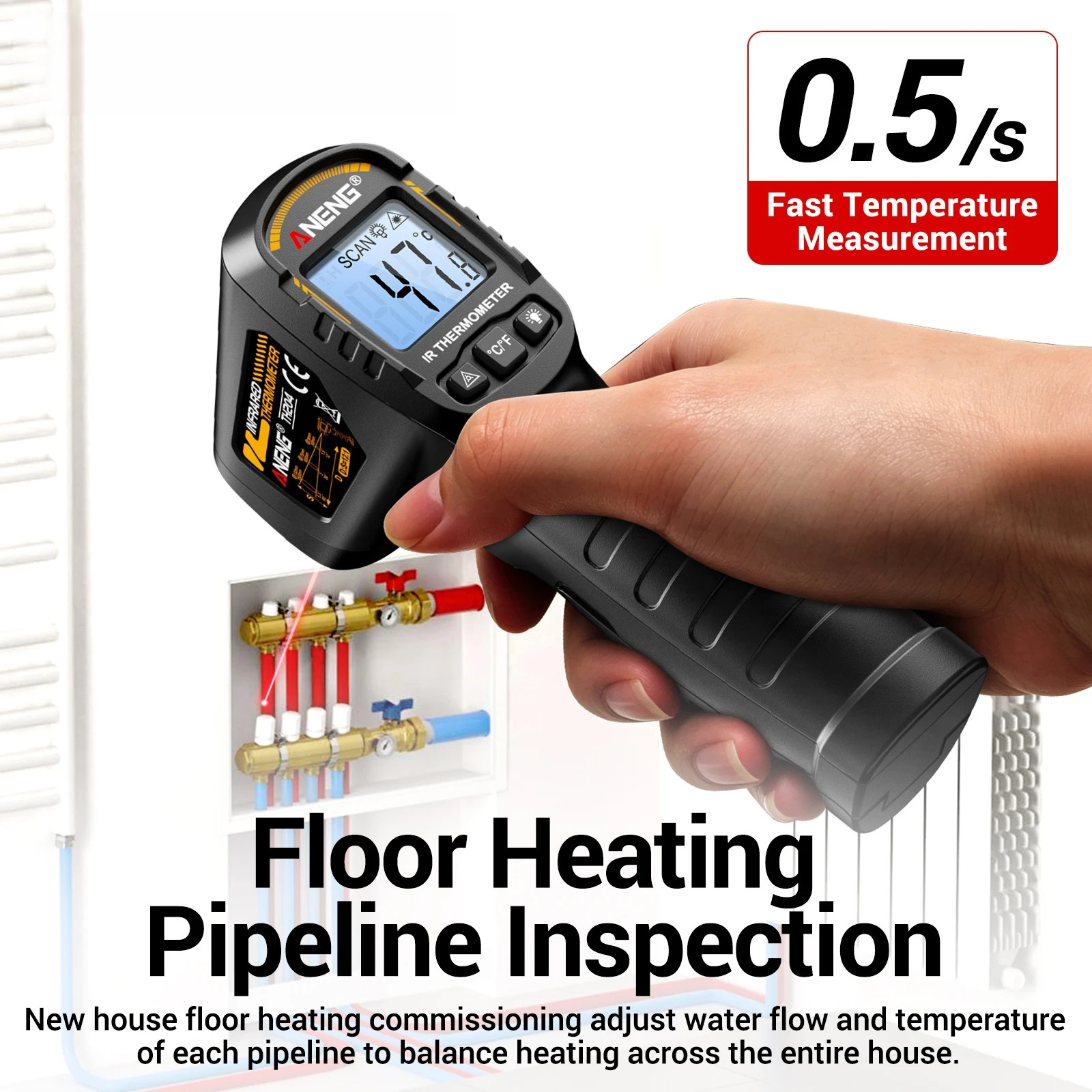 ANENG TH204 Non-contact Infrared Thermometer Gun Eco-friendly ABS Fast Response -50~400℃ Laser Industrial Kitchen Measuring Tool