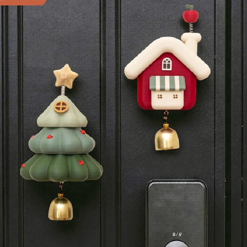 Christmas Decorations 3d Cute Fridge Magnet Creative House Bell Magnetic Decor For Refrigerator Door Hole Board Kitchen Home Use