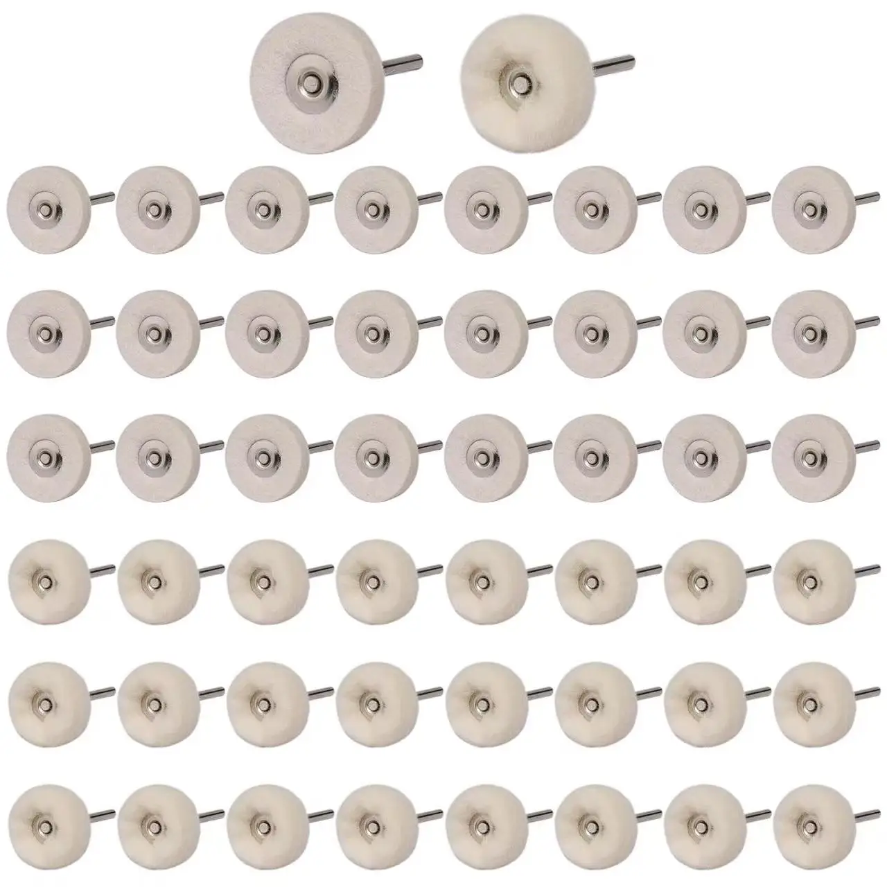 Juego de 50 discos de fieltro para pulir, de 1 pulgada, para herramientas Dremel, con vástago de 1/8", kit de pulido, 25 discos planos y 25 discos esféricos, para joyería, metal y madera.