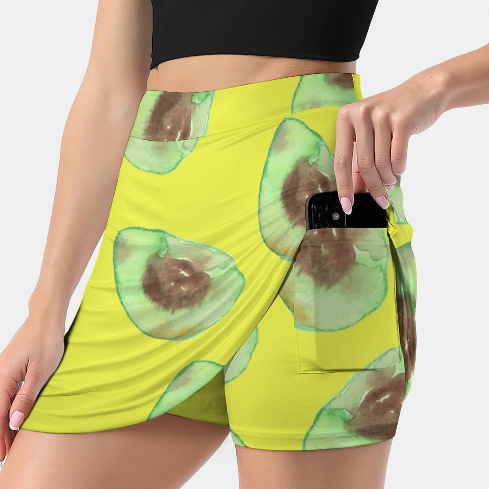 Avocado Mania Summer Women's shorts Skirt 2 In 1 Fitness Yoga Skirt Tennis Skirts Pattern Textile Design Aguacate Avocado