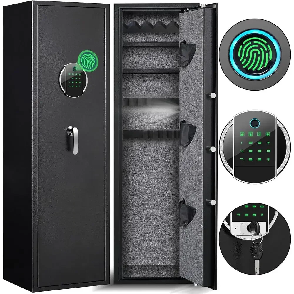 

Biometric Safe, Quick Access Fingerprint Gun Safe, Silent E Firearms and Shotguns, 3 Pistol Cases, Pistol Lockbox