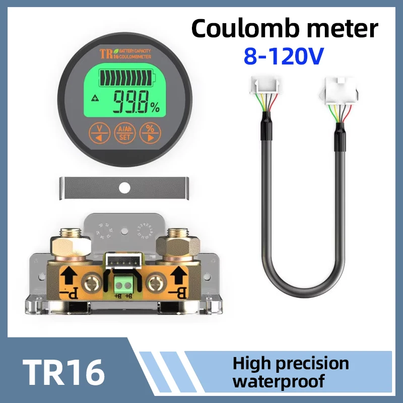 TR16 Battery Capacity Tester DC 8-120V 50A 100A 350A Voltage Current Meter Battery Capacity Monitor Indicator Ammeter Voltmeter