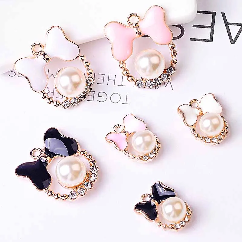 Mouse Bag Car Keyring for Baby Girl Keychain Cartoon Kawaii Mouse Pendant Necklace Inlaid Crystal Trendy Jewelry DIY Handmake