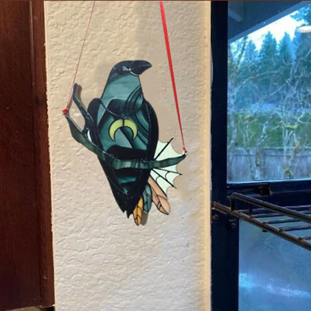 Acrylic Crow Hanging Ornament Glass Birds Apartment Hang Black