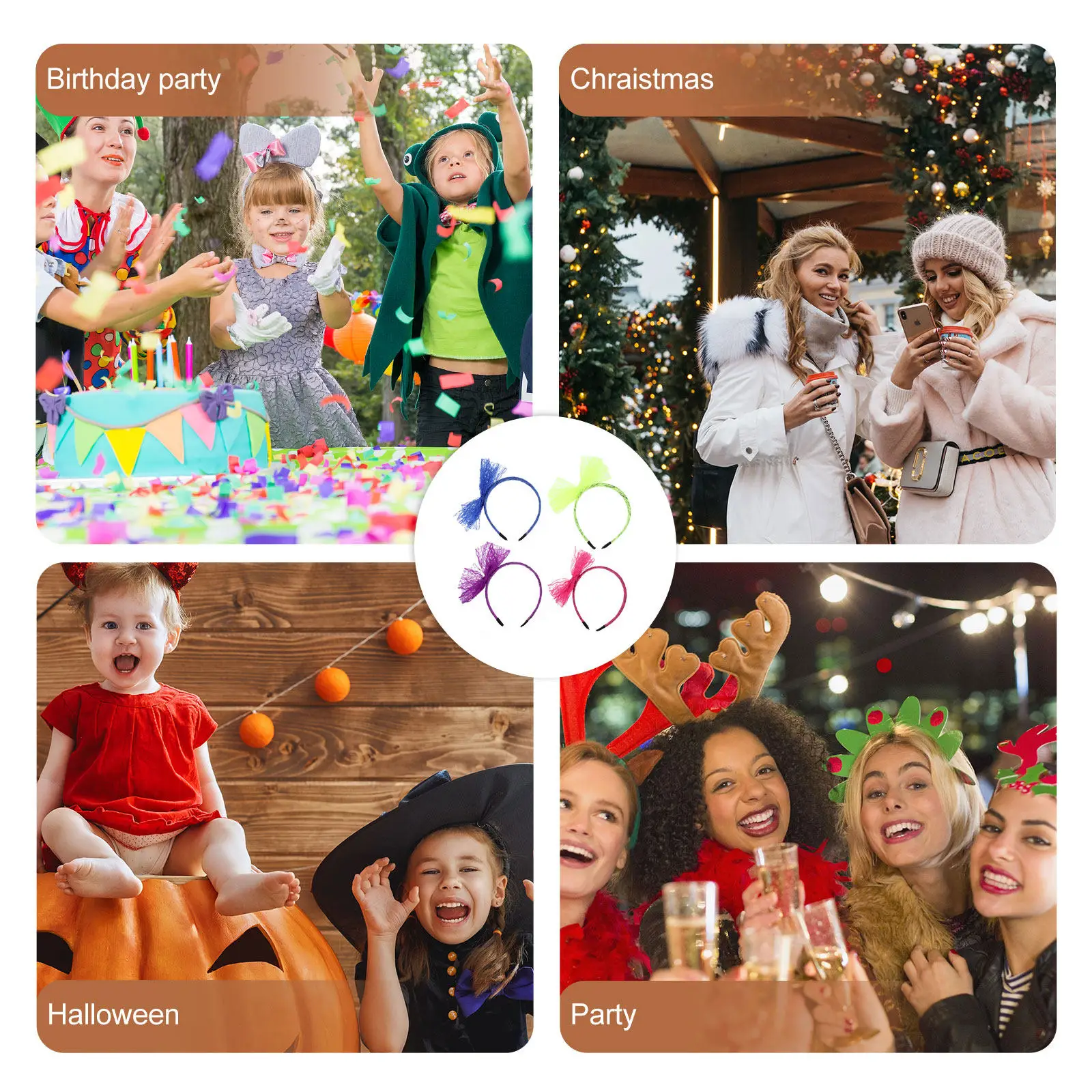 

4Pcs Big Bow Lace Hairbands Adorable Headdress Women Party Photography Hair Accessories Big Bow Headbands Women Hair Decors