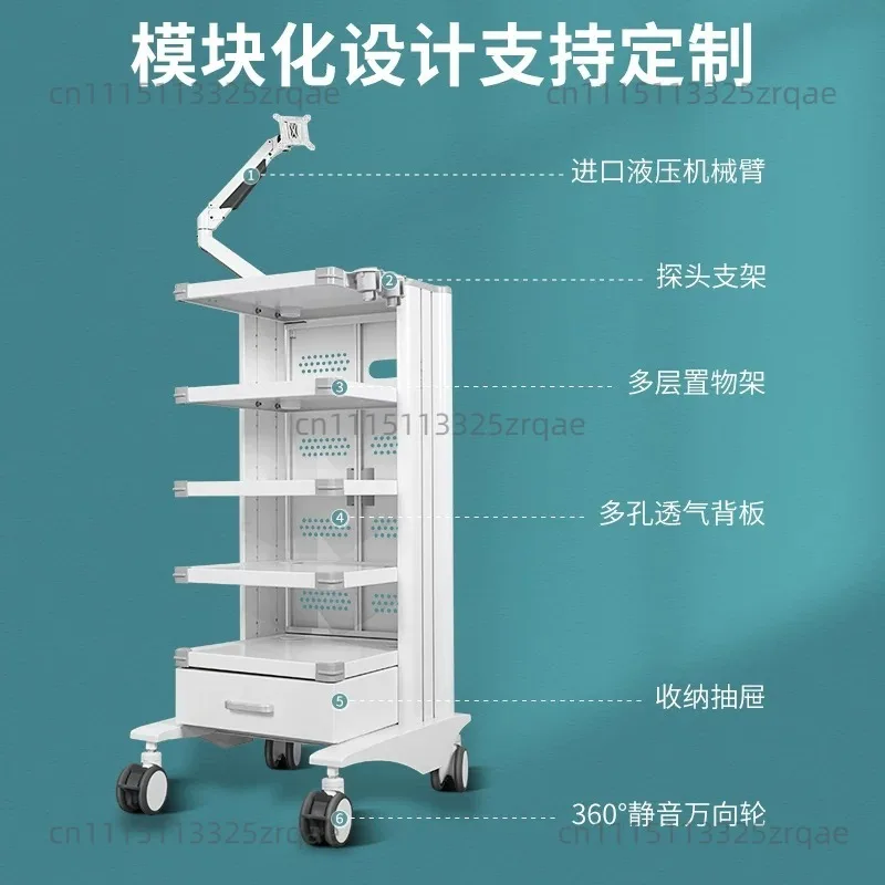 Medical Furniture Endoscope Trolley Endoscopic Tower for Laparoscopy Durable Metal Endoscopy Camera System
