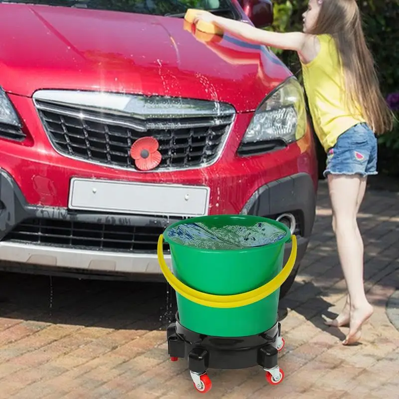 Bucket On Wheels Car Wash Bucket With Wheels Bucket Cart Multifunctional Car Wash Accessories Bucket Holder For Food Service Oil