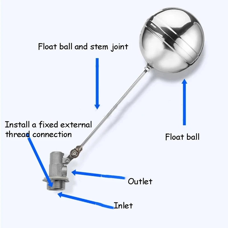 Adjustable Float Ball Valve DN25 Stainless Steel Floated Valve Water Tank Water Level Controll Valve Auto Stopping Float Water