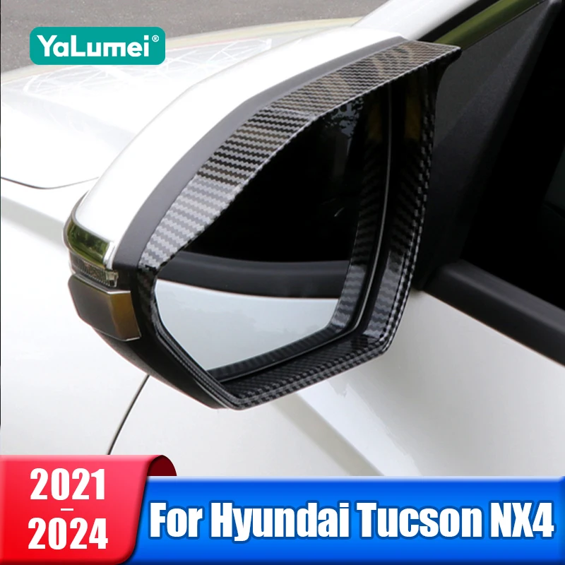 

Car Rear View Mirror Rain Eyebrow For Hyundai Tucson NX4 2021 2022 2023 2024 Hybrid N Line Rain Board Sunshade Cover Accessories