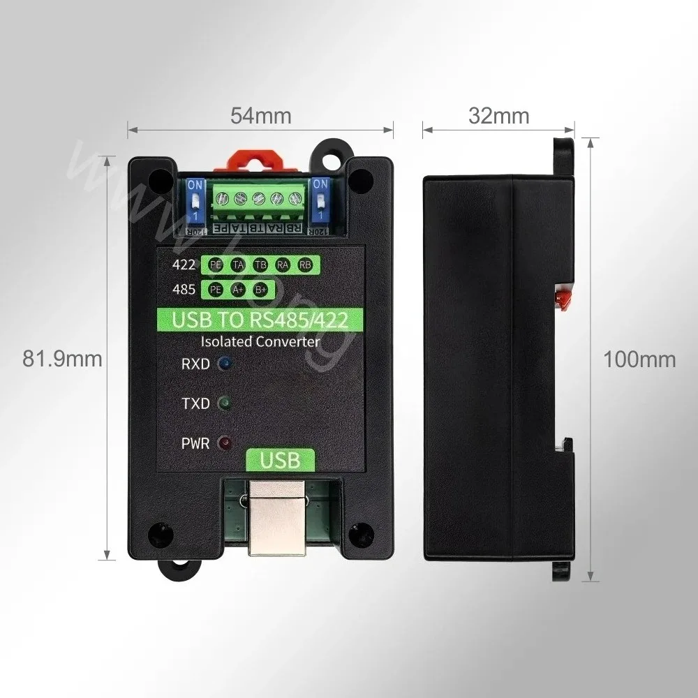 Industrial-grade usb to rs485/422 module, bi-directional serial communication, original ft232rnl, opto-isolated