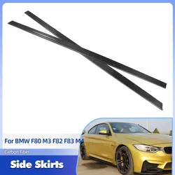 Car Side Skirts Extenstions Apron Lip Carbon Fiber For BMW F80 M3 F82 F83 M4 Sedan Coupe 2014-2019 Door Bumper Body Kits FRP ABS