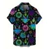 3D Printed Men's Hawaiian Shirt with Skull Design
