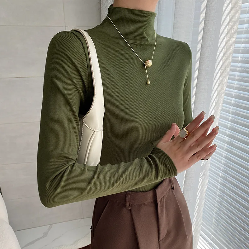 

Women Warm Knitting Sweater Pullovers Winter Autumn Long Sleeve Top Turtleneck Knitted Sweater Ladies Clothes Female Bottom Tops