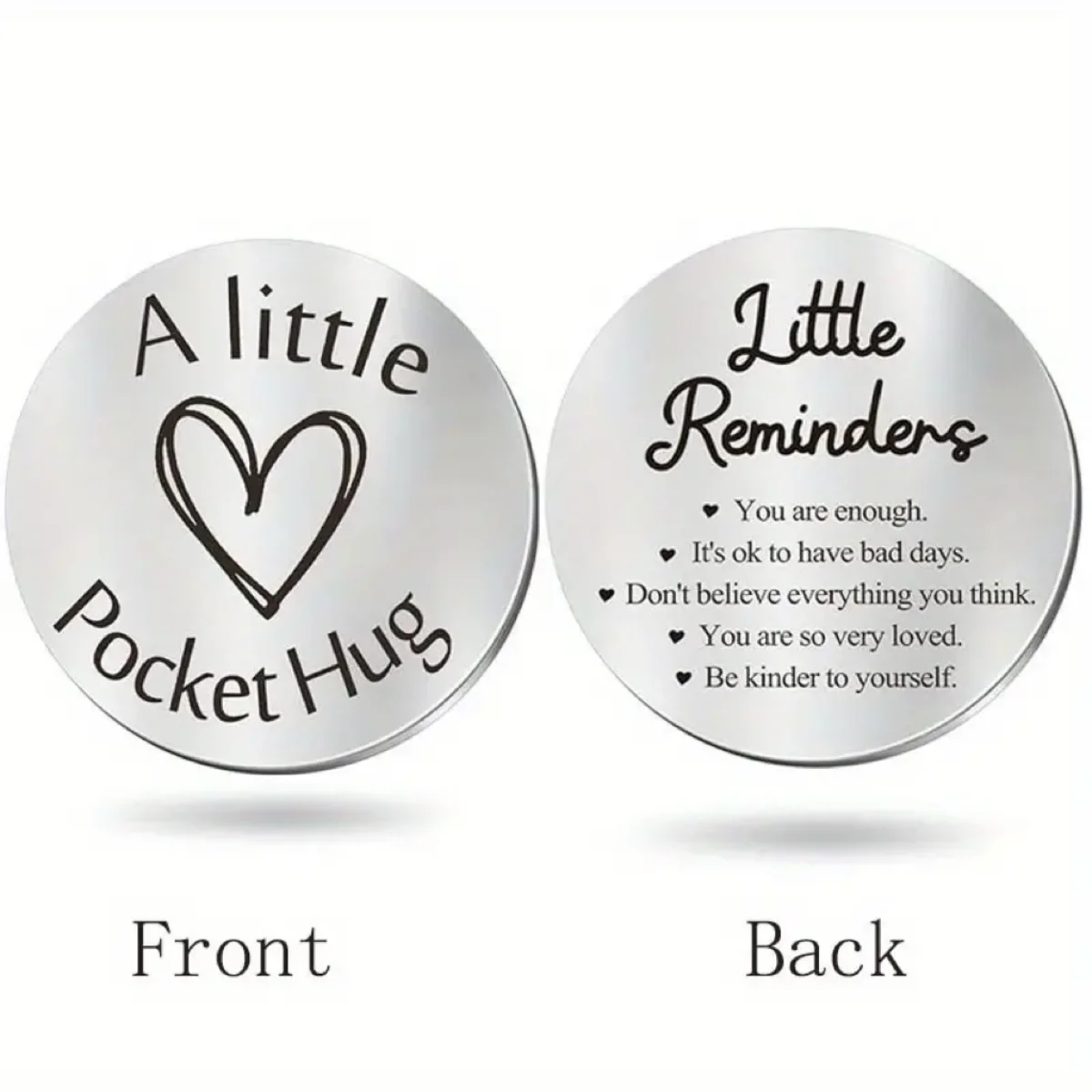 1PC Pocket Hug Token Long Distance Relationship Keepsake Stainless Steel