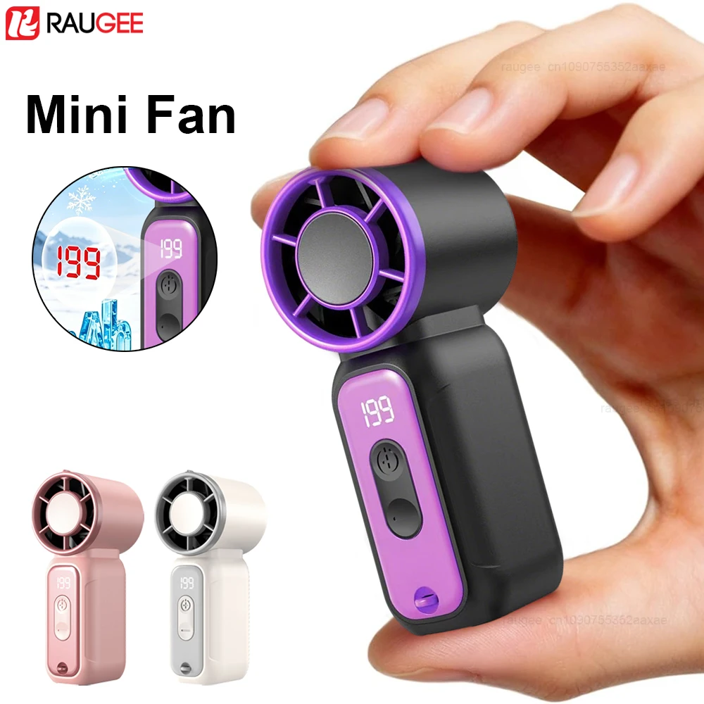 Mini Handheld Fan Portable Personal Fan with LED Display 199 Speeds USB Rechargeable Small Fan for Outdoor Travel Pocket Fan