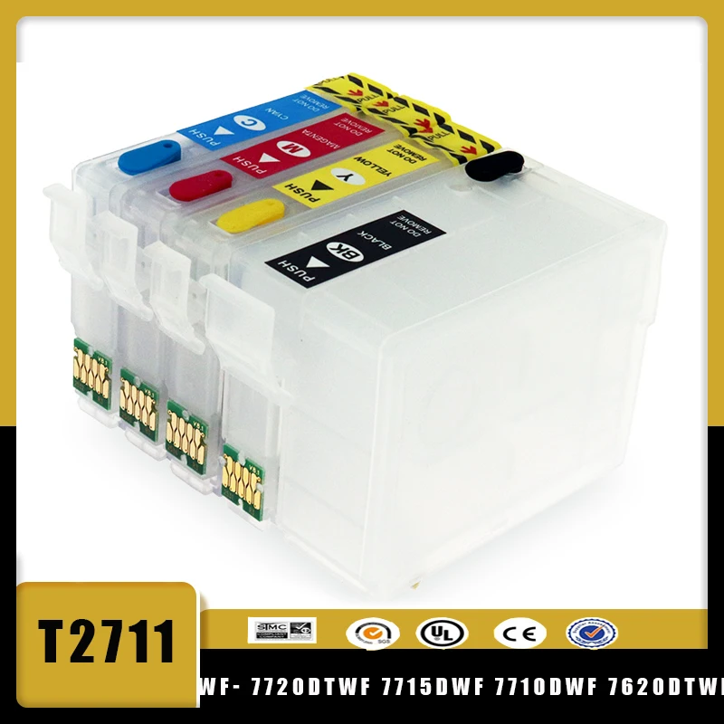 

vilaxh 27xl 27 T2711 Refillable Ink Cartridge For Epson WorkForce WF- 7720DTWF 7715DWF 7710DWF 7620DTWF 7610DWF 7210DTW 7110DTW