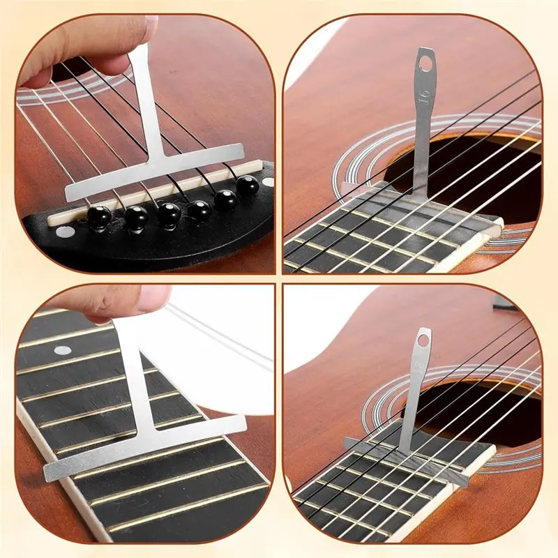 CGDS-Ruler With Needle File 11 Pcs Guitar Luthier Tools Set 9 Guitar Radius Gauge And 1 String Action Gauge Measuring Tool