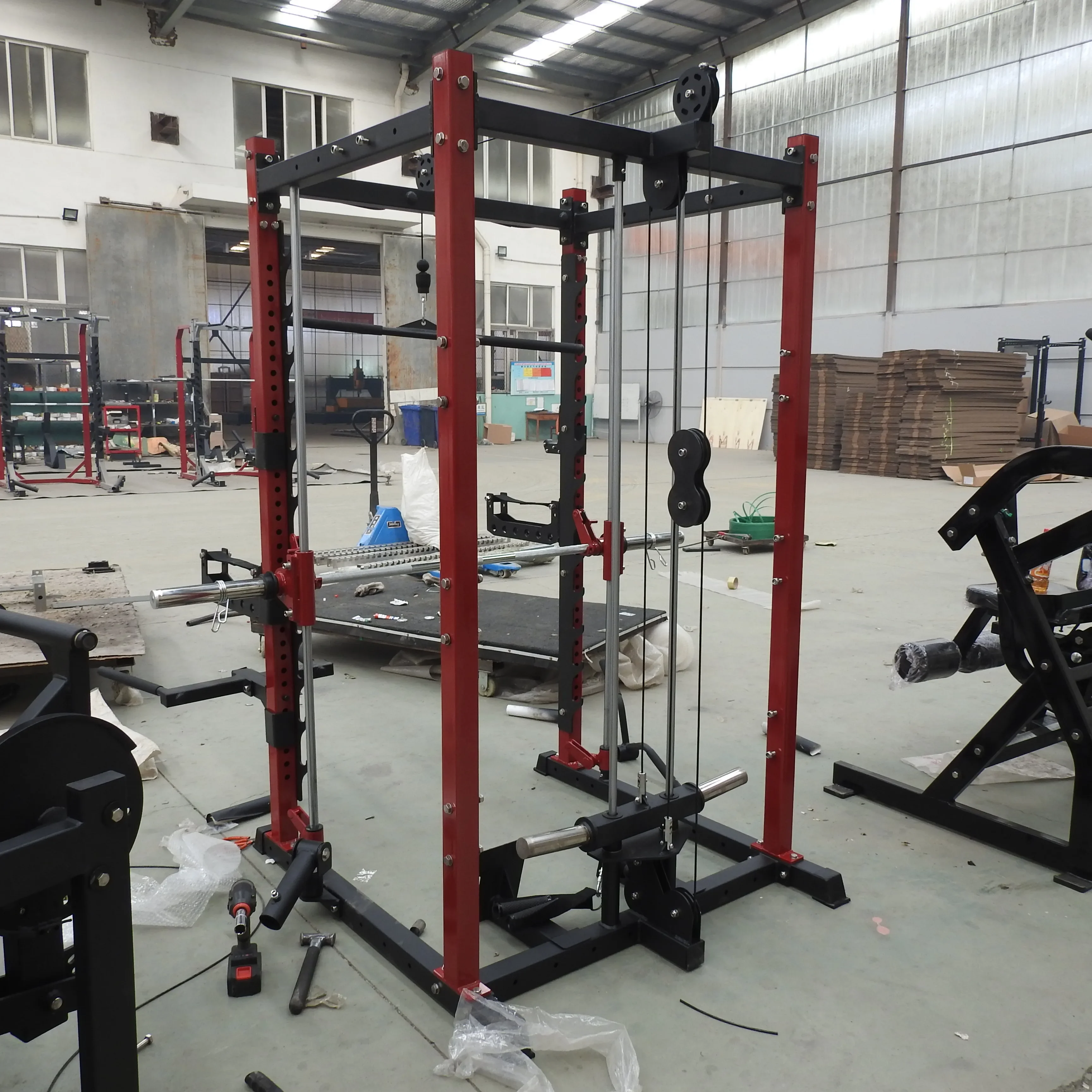 Smith Machine Muscle Power Rack Multi Function Fitness Gym Equipment Home Use Squat Rack Workout Equipments Fitness Equipment