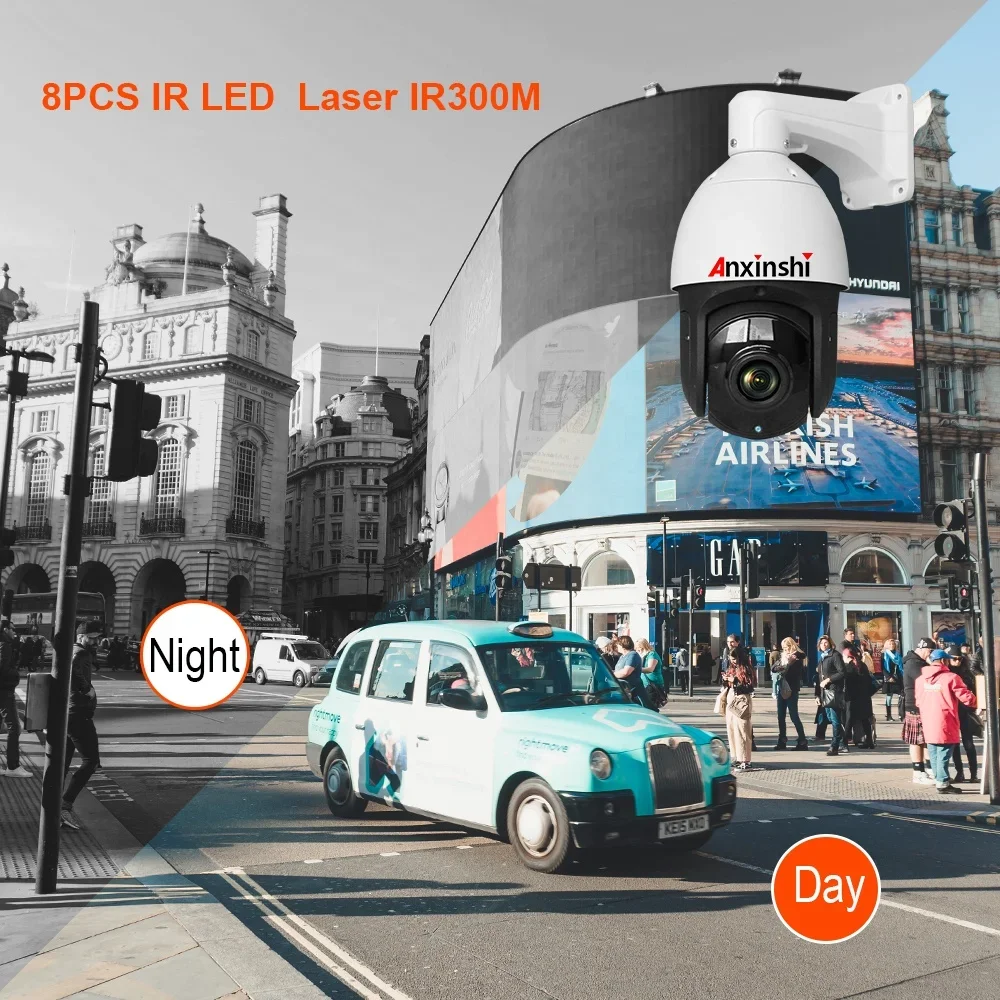 กล้องวงจรปิดแบบอนาล็อก 5MP PTZ ซูม 36 เท่า 4 in 1 สำหรับภายนอกอาคาร กล้อง PTZ 360 ติดตามอัตโนมัติ กล้อง PTZ ติดตามการเคลื่อนไหวอัตโนมัติ กล้องวงจรปิดแบบอนาล็อก