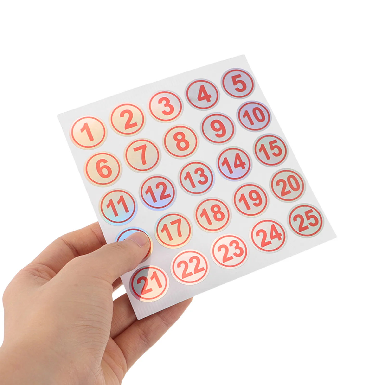 

Waterproof Number Stickers 1-25 Self-Adhesive High-Contrast Red Font Labels for Bottles Cups Containers Outdoor Activities