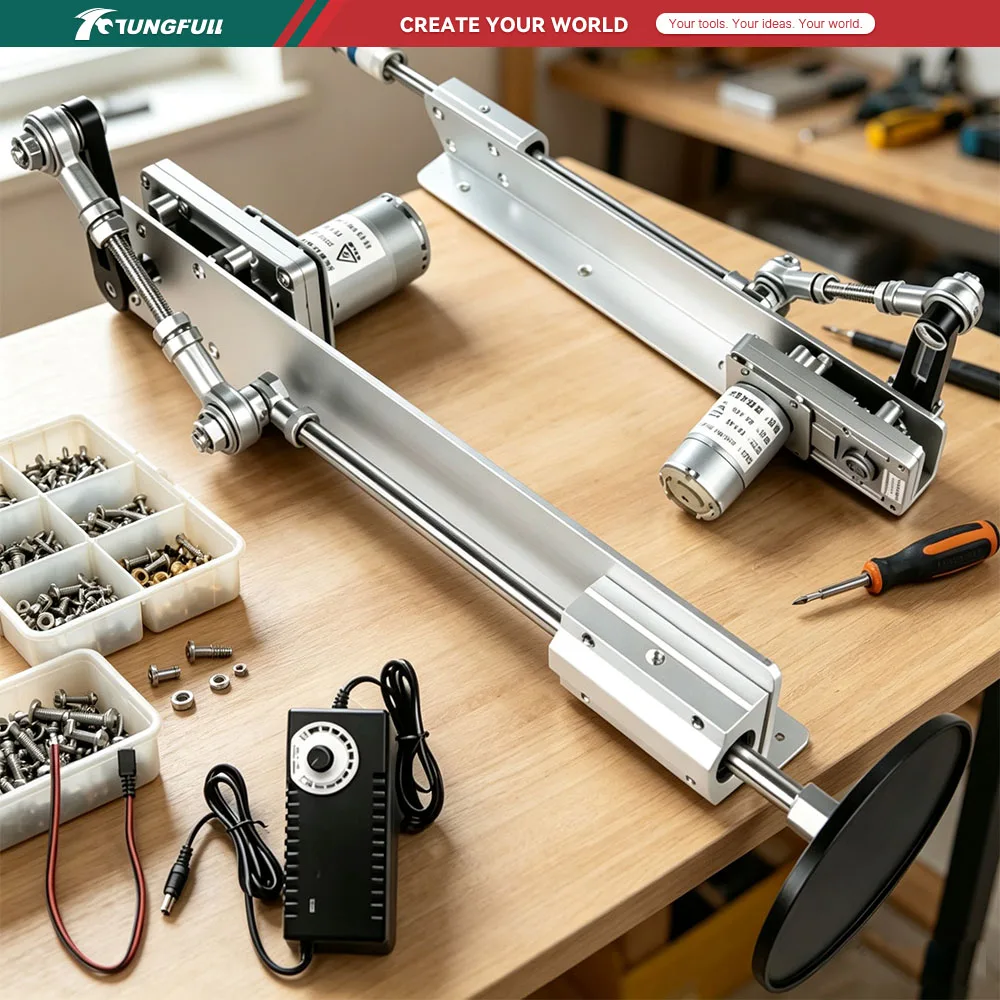 Telescopic Linear Actuator Big Thrust with Suction Cup 3XLR Connector Adjustable 3‑15CM 6‑20CM Stroke 100V‑240V for Home DIY Use