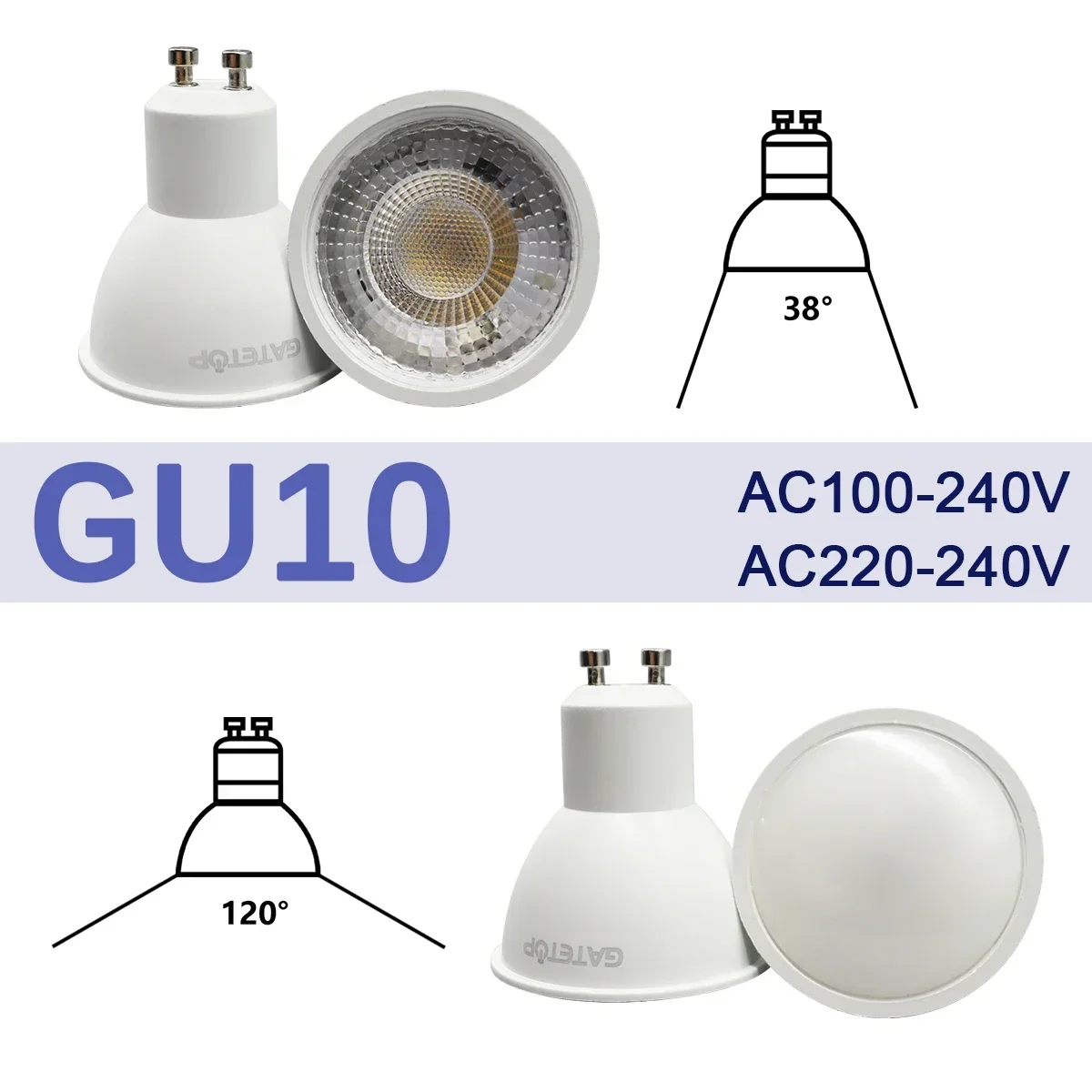 

2pcs No Fliker GU10 Spotlights 5W 6W 7W 8W 9W LED Bulb GU10 AC220V 120V Replace 50w halogen lamp for home Lighting derection