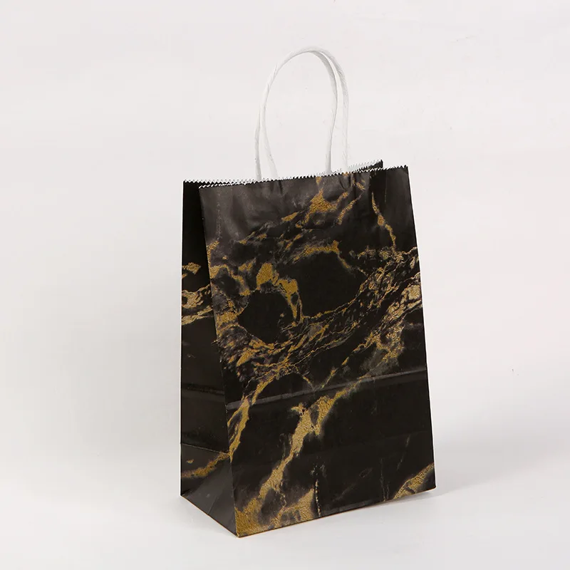 5 Stück Marmor Design Kraftpapier Geschenktüte mit Griff Geburtstagsfeier Verpackungsbeutel Hochzeitsgeschenke für Gäste Eid Ramadan Supplies
