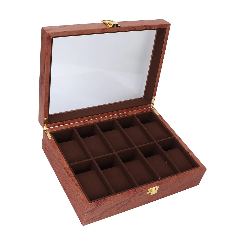 Composite Wood Watch Display Box Coffee colored watch pillow 26.5 x 20 x 8cm Watch Storage Case Jewelry Display Case For Men