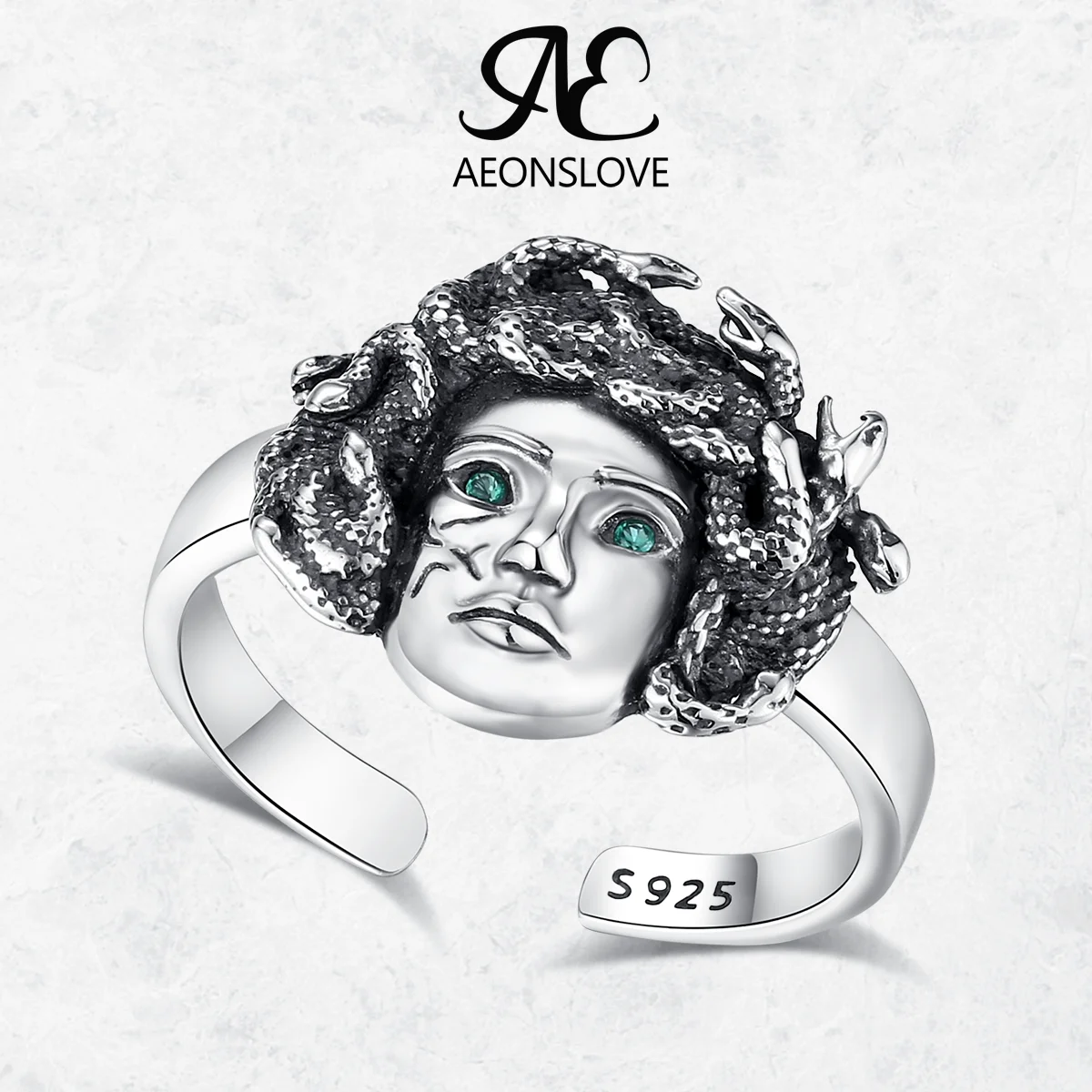 

AEONSLOVE 925 Sterling Silver Adjustable Medusa Ring 18K Gold Plated Snake Hair Gorgon Ring Greek Mythology Jewelry for Unisex