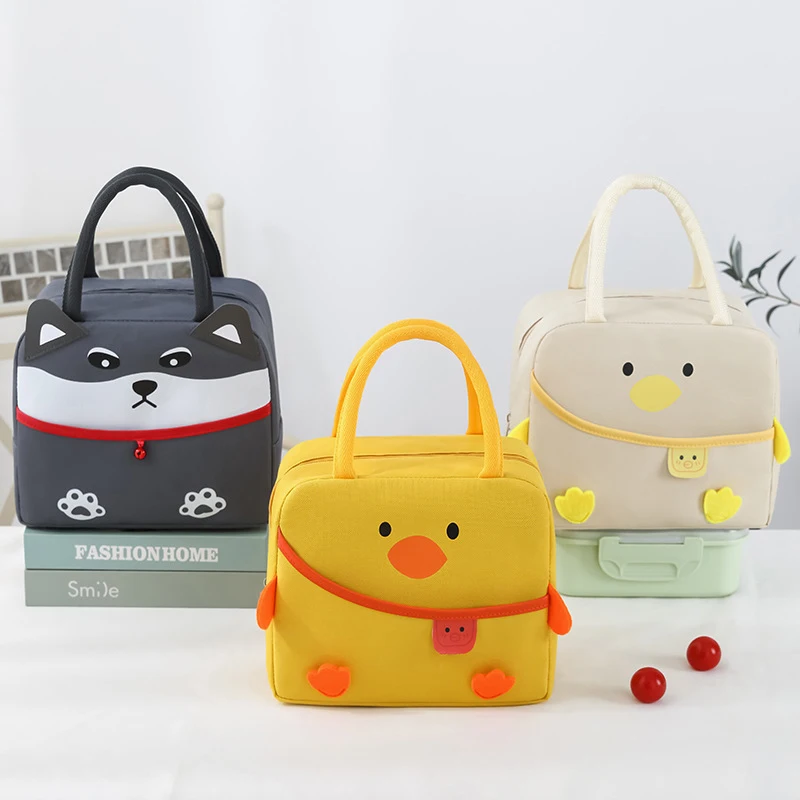 New Cartoon Lunch Bag Women Kawaii Duck Thick Thermal Food Storage Bags bambini borse per alimenti isolate di grande capacità