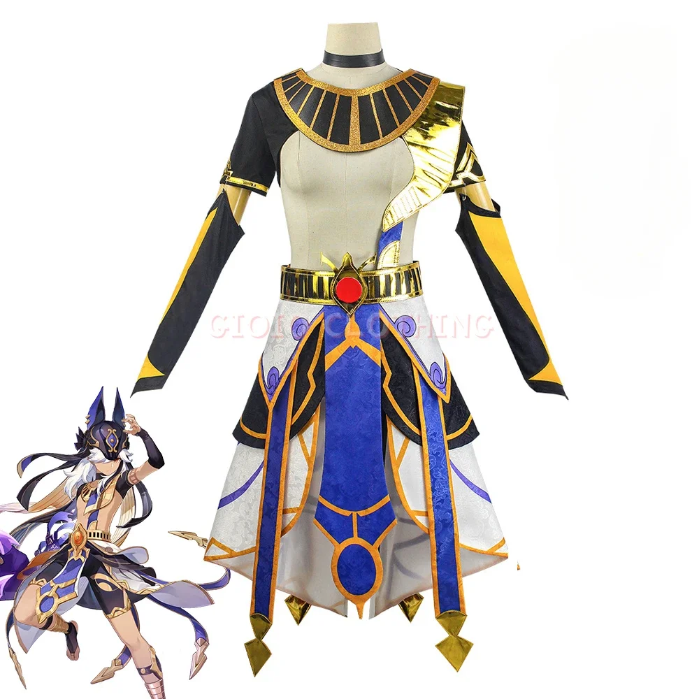 Genshin Impact Cyno disfraz de Cosplay para mujer, uniforme de carnaval, peluca de Anime, Disfraces de Halloween, Juego