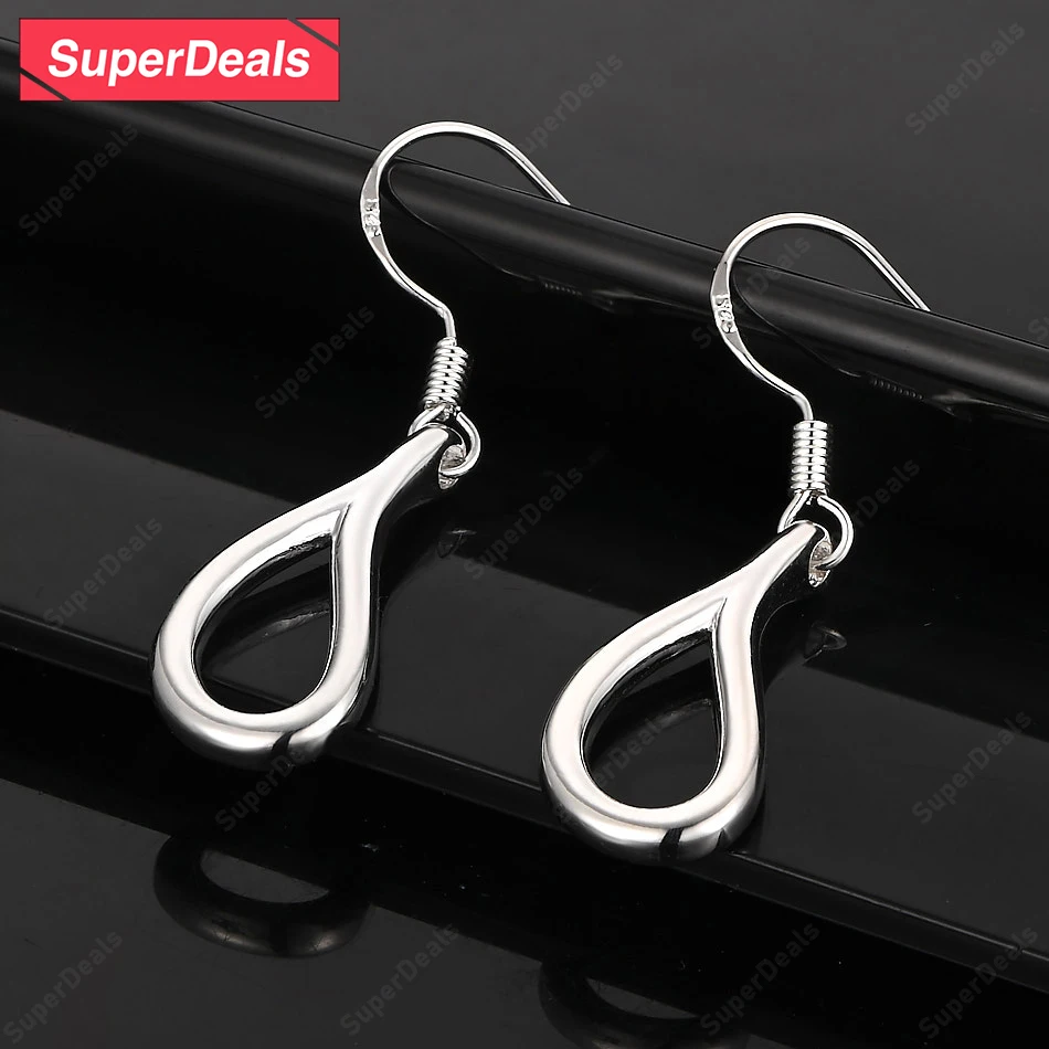 

SuperDeals 925 Sterling Silver Hollow Water Drop Earring Women Fashion Party Birthday Christmas Gift Elegant Beautiful Jewelry