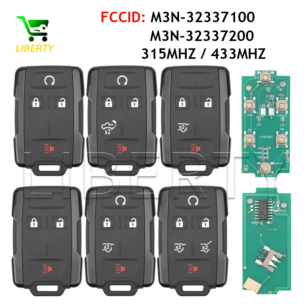Liberty Car Remote Key For Chevrolet Tahoe Colorado Silverado Suburban GMC Canyon Sierra Yukon M3N-32337100 315 M3N-32337200 433