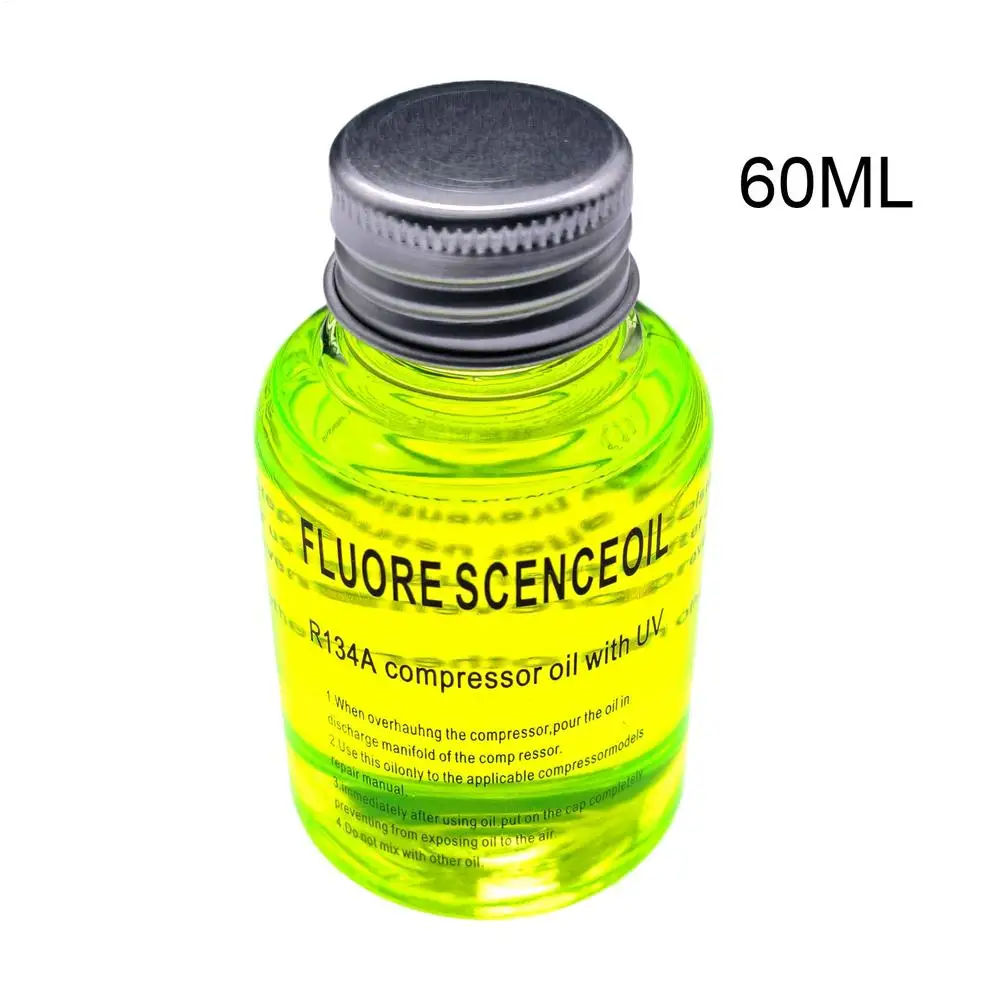 R134a Kältemittelöl-Leck-Reparaturmittel, Auto-Klimaanlage, Öl, fluoreszierende Erkennung, Reparaturmittel, Verstopfungsmittel, Leck, 2,5/60 ml