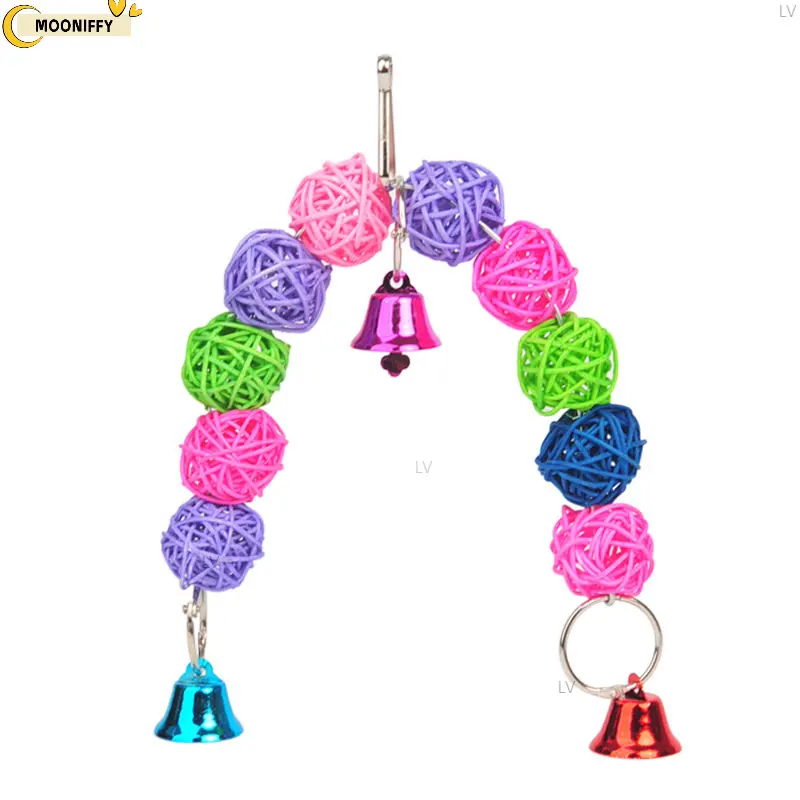 Parrot Chew Strands Wooden Toys Bird Parakeet Bite Molar Toys Rattan Ball parrot training Bird Cage Accessories