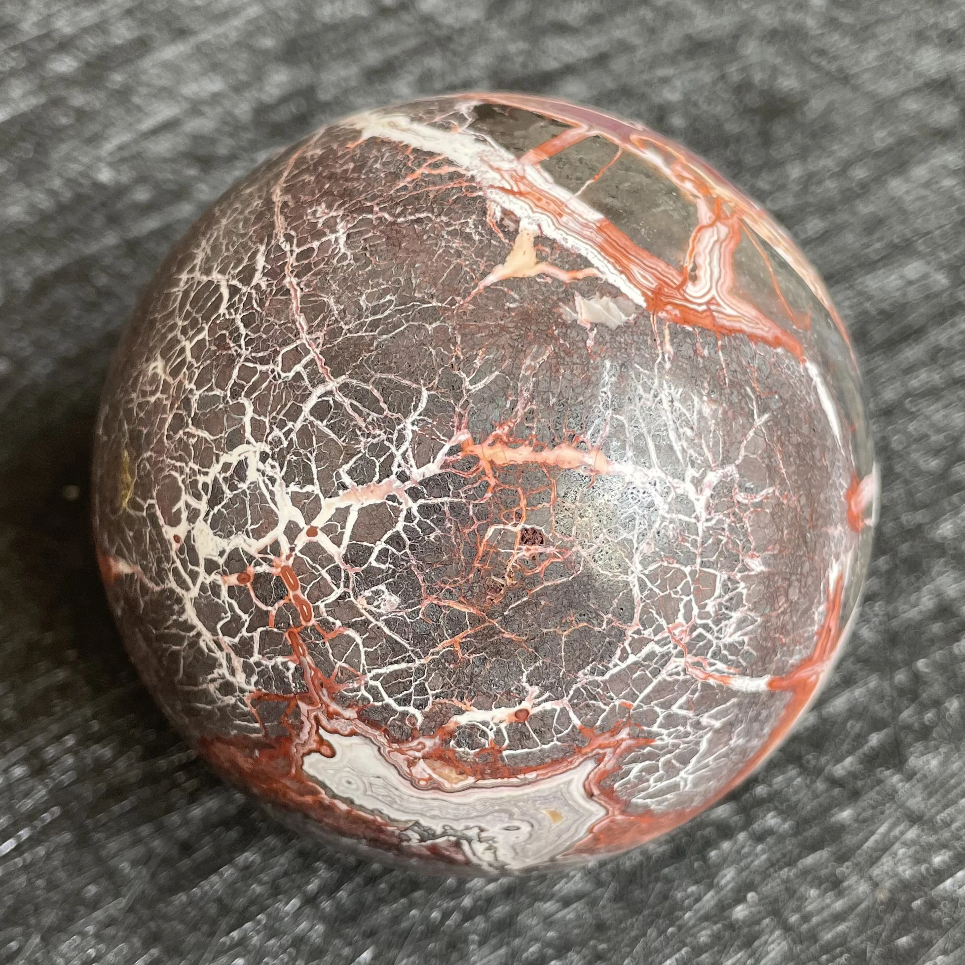 453g Natural Stone Mexico Agate Crystal Ball Quartz Sphere Carnelian Polished Rock Decor Healing L80