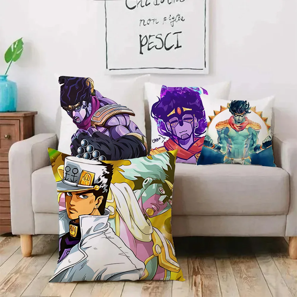 JoJo's Bizarre Adventure Anime  Pillow Covers Cartoon Sofa Decorative Home Double-sided Printing Short Plush Cute Cushion Cover