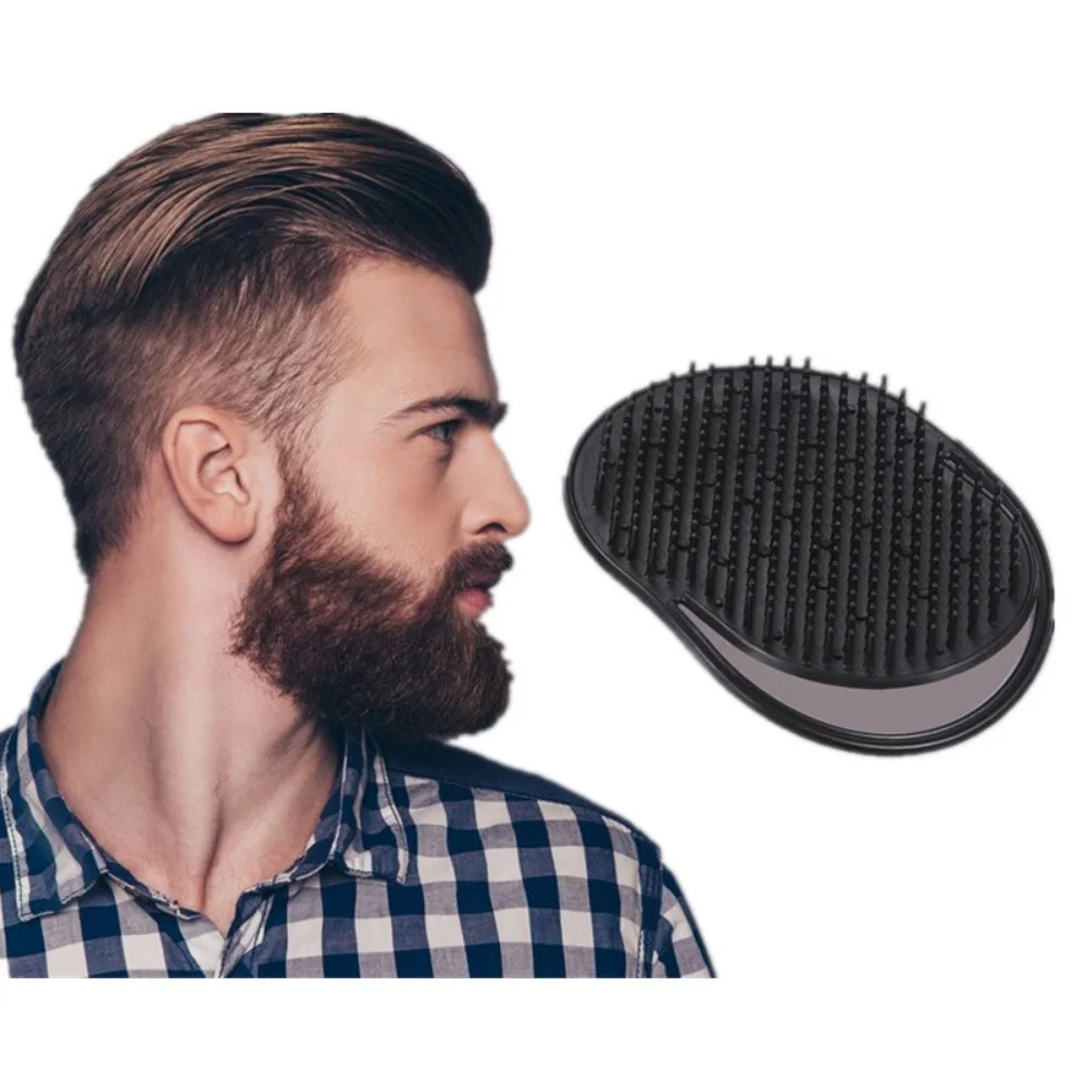 2Pc Multifunctional Pocket Hair Brush Small Light Palm Grip Comb Massage Brushes Combs for Man Portable for Home Traveling Black