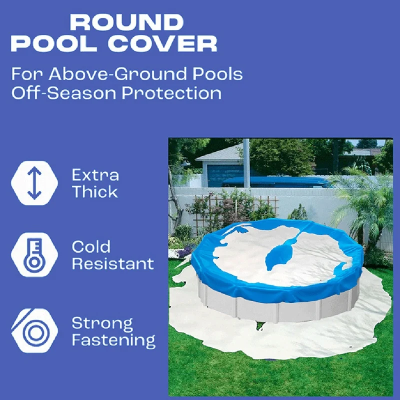 15FT Round Pool Cover For Above Ground Pools,Pool Cover Protector With Pool Cover Winch And Cable