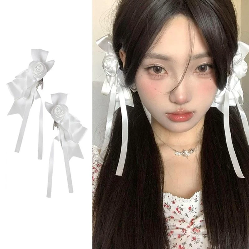 

Bows Hair Clip Balletcore Large Bowknot Black Headwear Elegant Hairpin 15UB