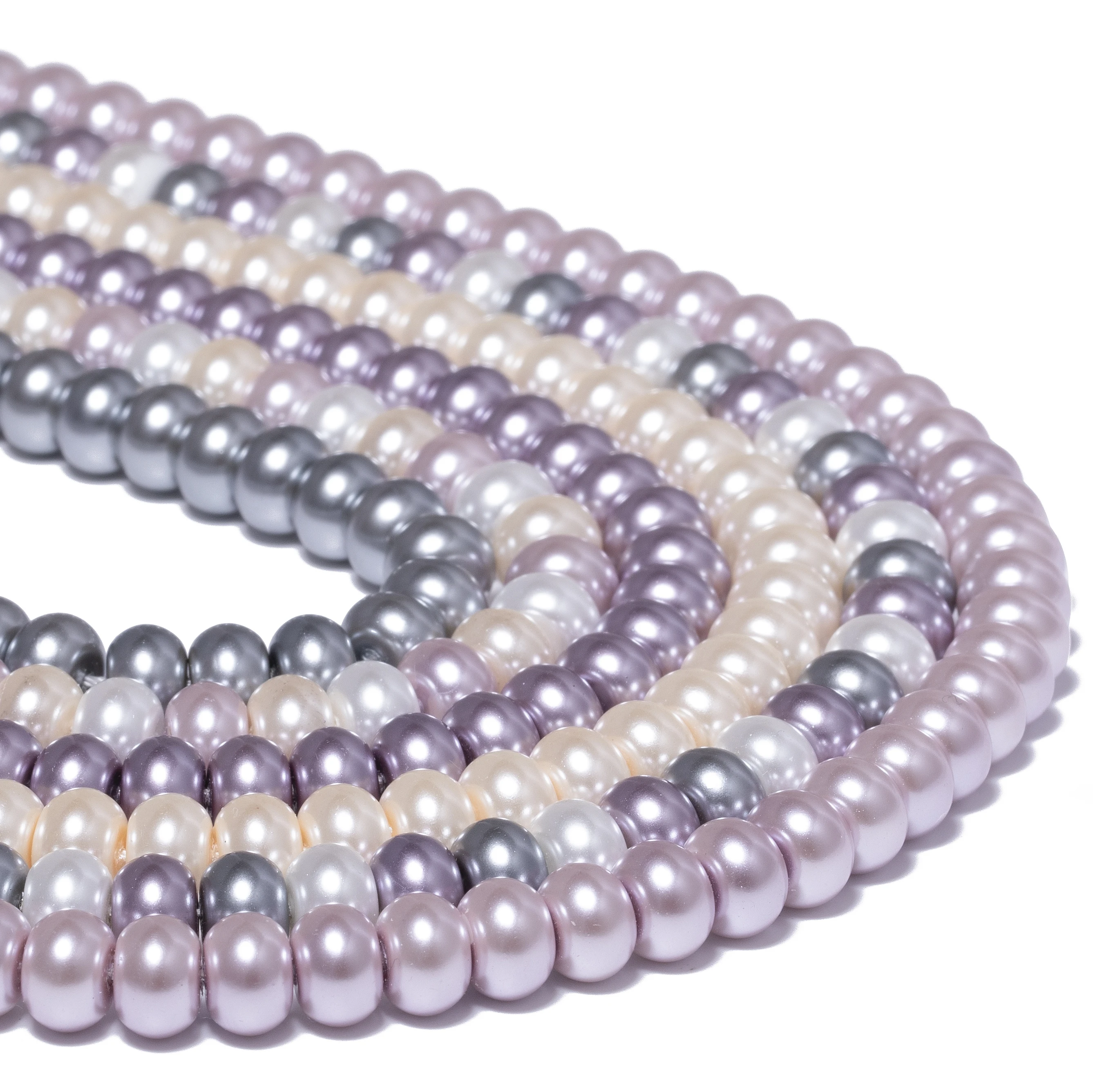 3-8 مللي متر ثلاثة أحجام المعداد شكل الزجاج الملون تقليد حبات اللؤلؤ لصنع المجوهرات اليدوية قلادة سوار إكسسوارات