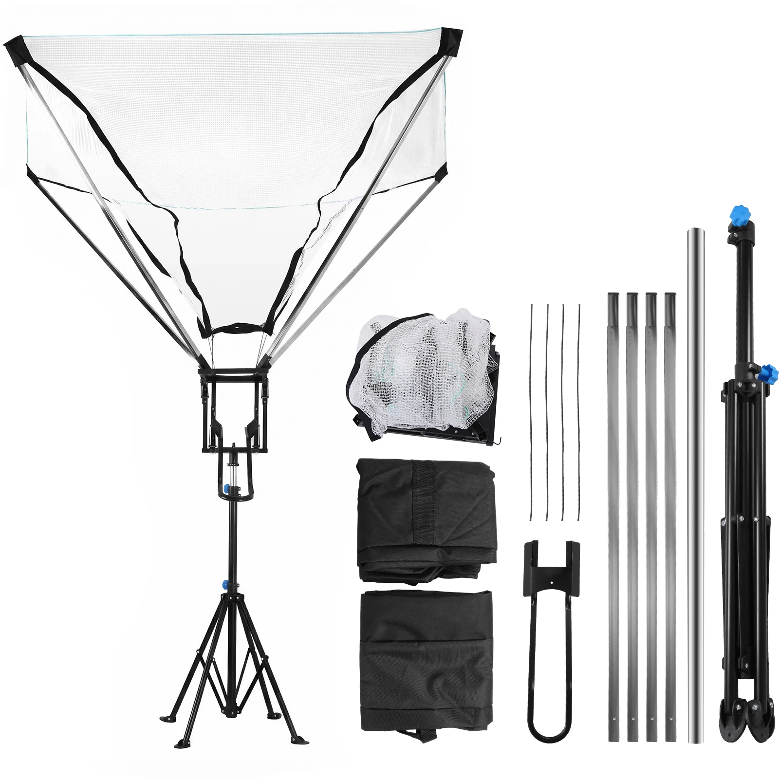 

Basketball Training Equipment with 180° Rotating Track Adjustable Height with Net Return System for Indoor & Outdoor Use