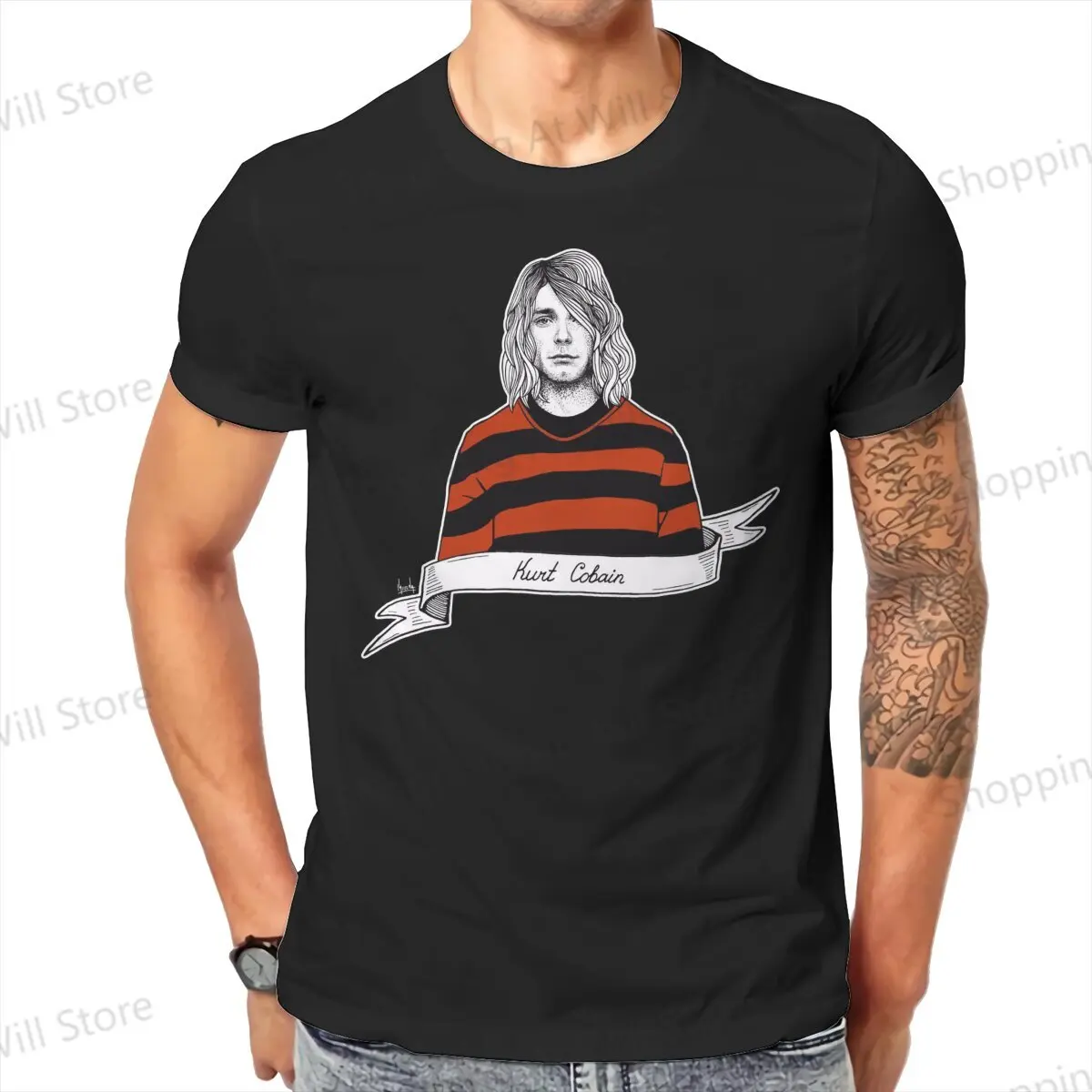 Hot selling in Summer men's and women's casual T-shirts  Kurt Cobain Guitar Summer top Street Clothing S-6XL