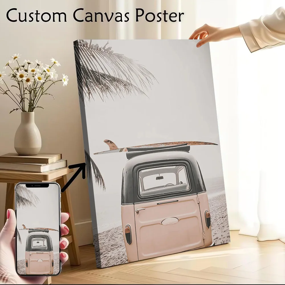 Surf Up With German Car Poster Customizable Printed Canvas Painting for Pictures Wall Art Room Decorating Interior Decoration