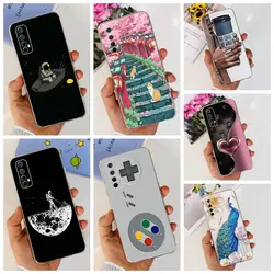 For Realme 7 RMX2155 Case Cute Cat Cartoon Astronaut TPU Soft Silicone Clear Cover For Oppo Realme 7 realme7 Phone Case Funda