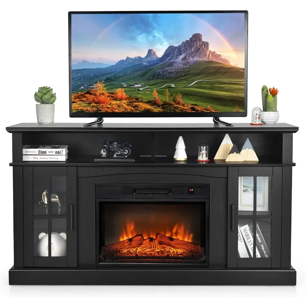 

Electric Fireplace TV Stand for TVs Up to 65 Inches, 1400W Heater Insert with Remote Control, 6H Timer, 3-Level Flame