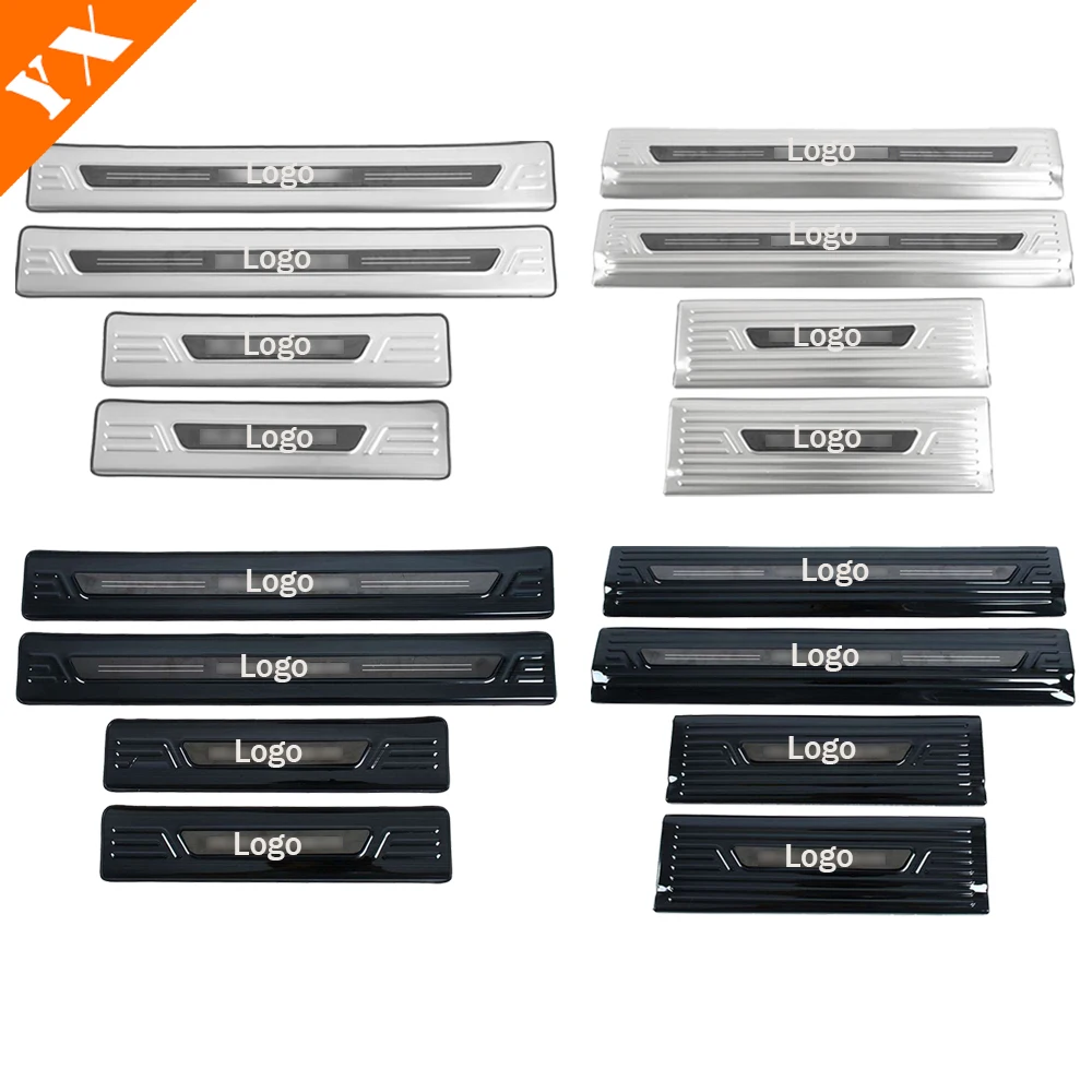 For Ford Ranger Car 2023-2025 Car Door Sill Scuff Plate Welcome Pedal Protection Stainless Black/Silvery Garnish Accessories