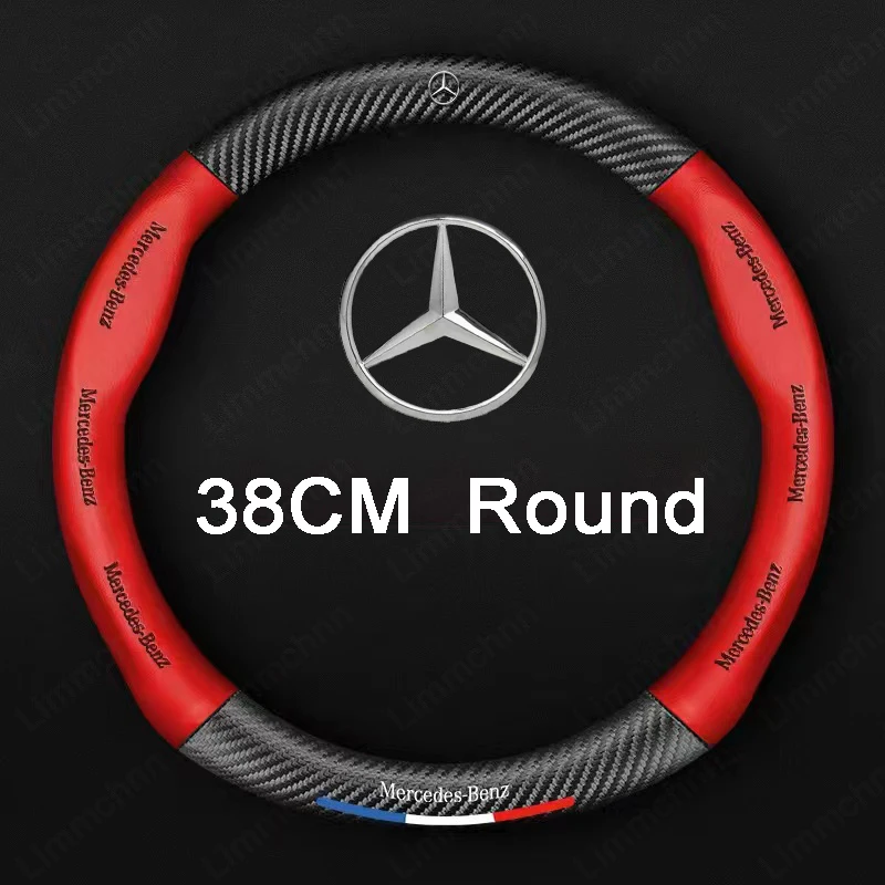 For Mercedes Benz W203 W204 W205 W210 W211 W212 W221 W222 CLS CLA CLK SLK GL5 GLA CLA 3D Embossing Car Logo Steering Wheel Cover